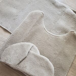 Bath Set 3 Piece Rug Contour Rug Toilet Seat Cover Beige Made In Egypt New